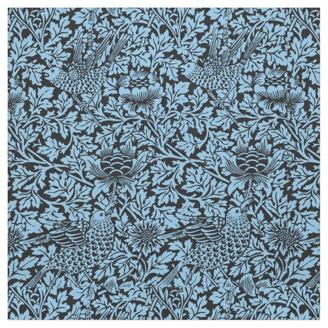 William Morris Blommönster Bird Anenome Tyg (Närbild)