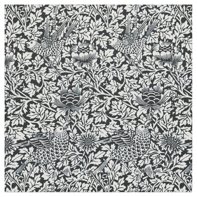 William Morris Blommönster Bird Anenome Tyg (Närbild)