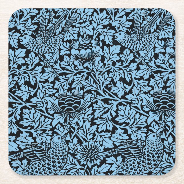 William Morris Blommönster Bird Anenome Underlägg Papper Kvadrat (Framsidan)