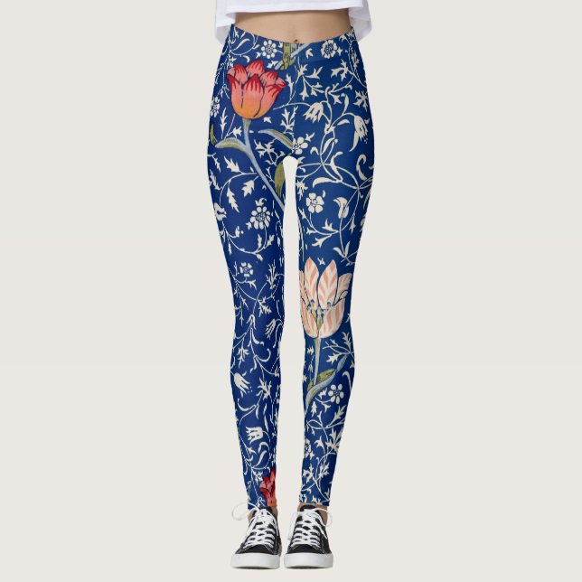 William Morris Blommönster blue leggings (Framsida)