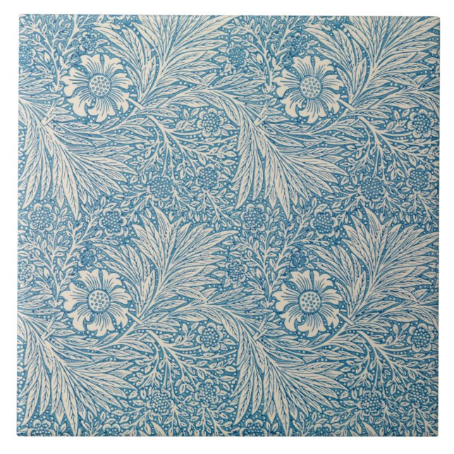 William Morris Blommönster Flowers Blue White Kakelplatta (Framsidan)
