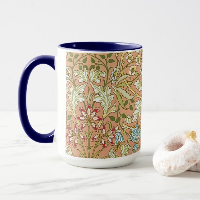 William Morris Blommönster Flowers Rosa Blue Mugg (Med munk)