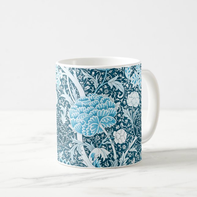 William Morris Blommönster i Blått Pre-Rafaelitern Kaffemugg (Framsida höger)