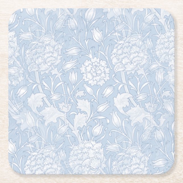 William Morris-Blommönster i Blue Underlägg Papper Kvadrat (Framsidan)