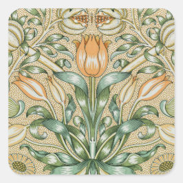 William Morris Blommönster Stickers Fyrkantigt Klistermärke