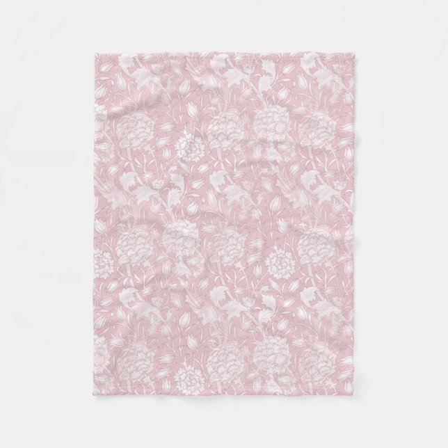 William Morris-Blommönstret i Rosa Fleecefilt (Framsidan)