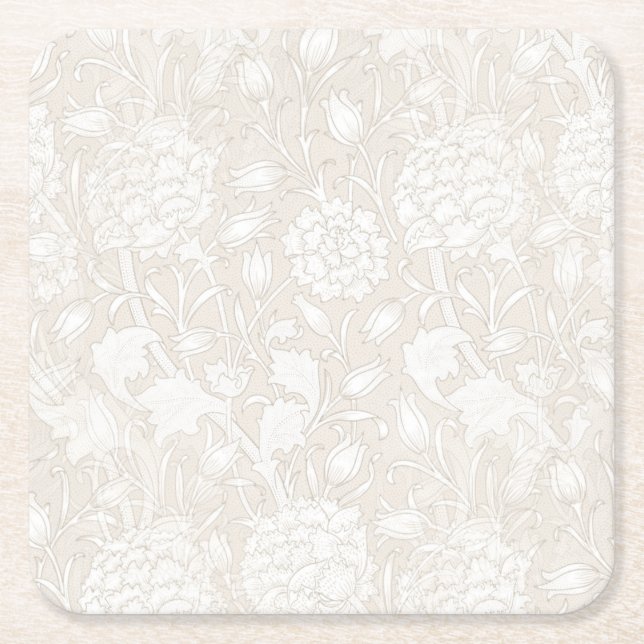 William Morris-Blommönstret i Sepia Underlägg Papper Kvadrat (Framsidan)