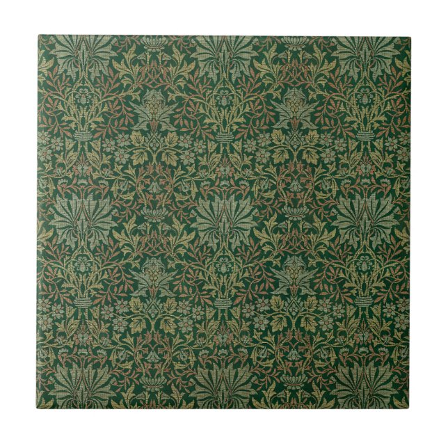 William Morris Blomsterträdgård-Grönt Kakelplatta (Framsidan)