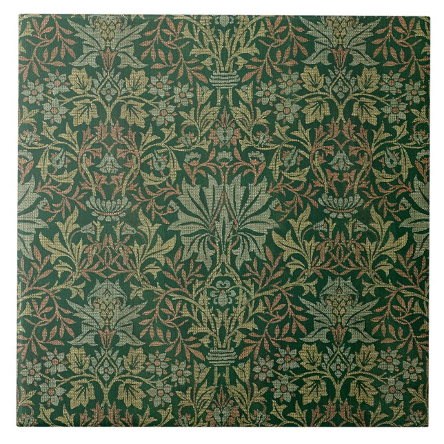William Morris Blomsterträdgård-Grönt Kakelplatta (Framsidan)