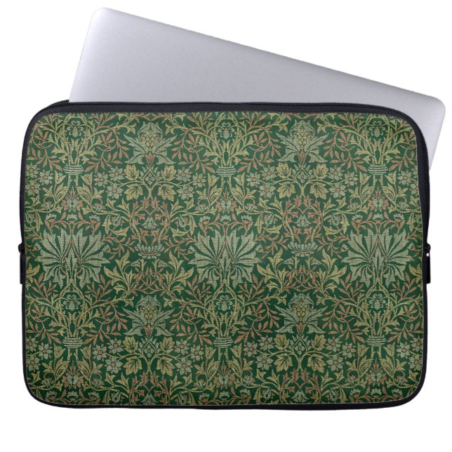 William Morris Blomsterträdgård-Grönt Laptop Fodral (Framsidan)