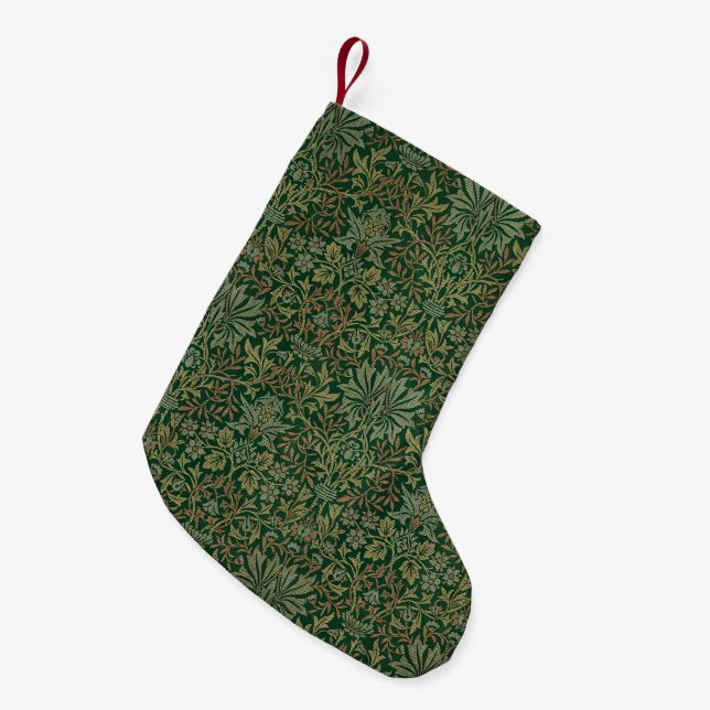 William Morris Blomsterträdgård-Grönt Liten Julstrumpa (Framsidan (Hängande))