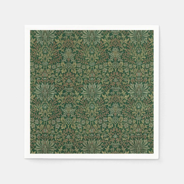 William Morris Blomsterträdgård-Grönt Pappersservett (Framsidan)