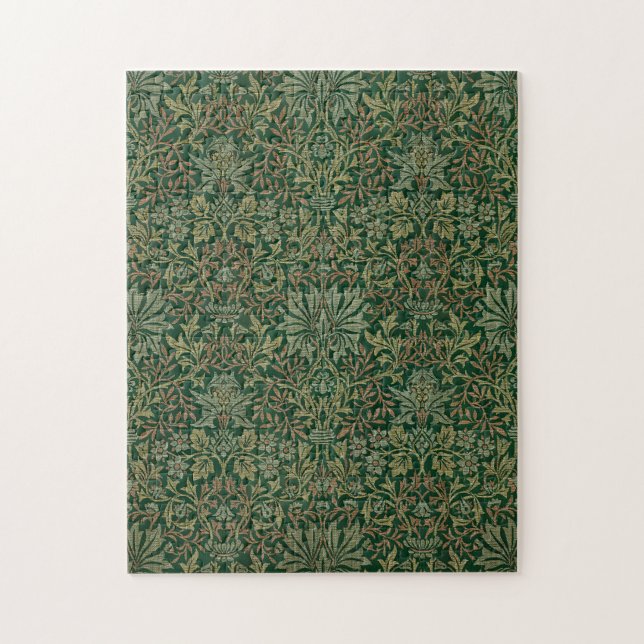 William Morris Blomsterträdgård-Grönt Pussel (Vertikal)