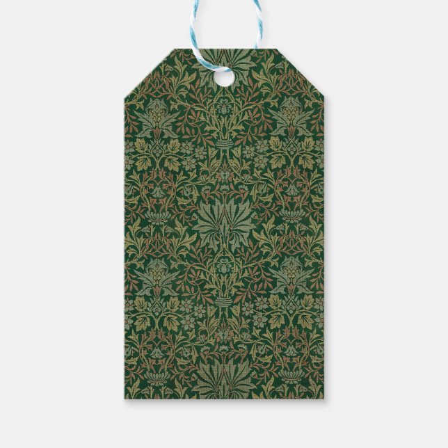 William Morris Blomsterträdgårdsgrönt Presentetikett (Framsidan)