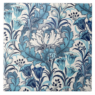 William Morris Blue Cream Blommönster Kakelplatta