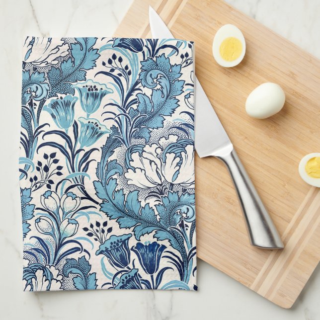 William Morris Blue Cream Blommönster Kökshandduk (Vikt i Fjärdedel)