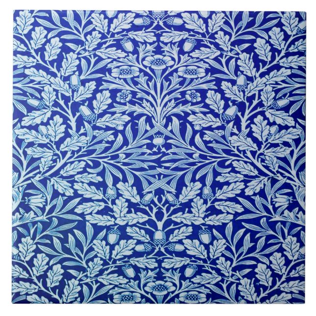 William Morris Blue Design Ceramic Tile. Kakelplatta (Framsidan)