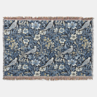 William Morris Blue Foliage Mönster Tapet Filt