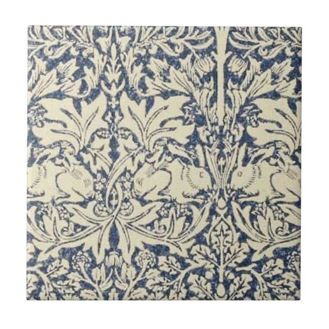 William Morris, Blue grått, mönster, art nouveau,  Kakelplatta (Framsidan)