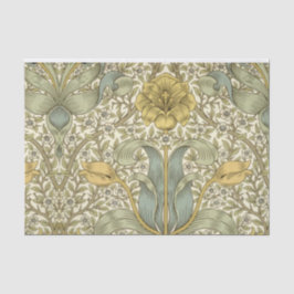 William Morris Blue Gult Blommigt Tissue Paper