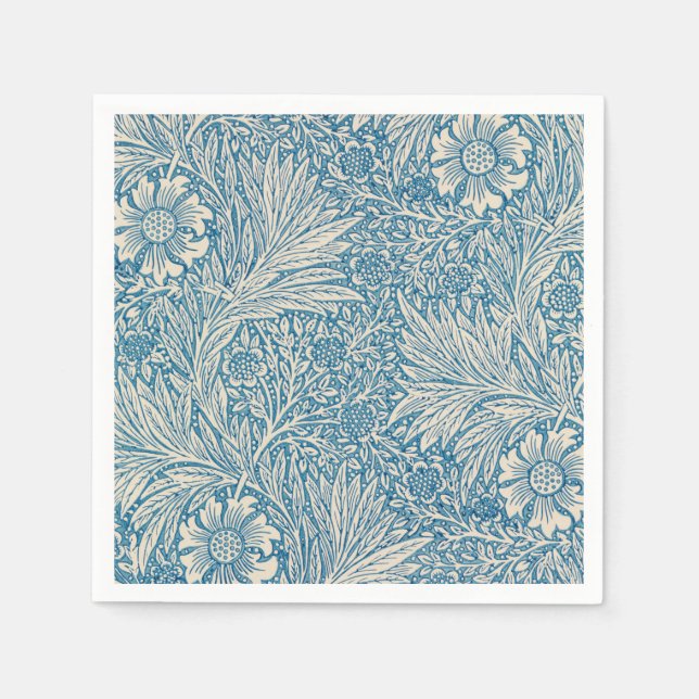 William Morris - Blue Marigold Blommigt Pappersservett (Framsidan)