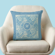 William Morris Blue Marigold Mönster med Initial