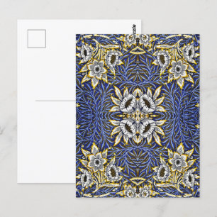 William Morris Blue och Guld Tulip Willow Design Vykort
