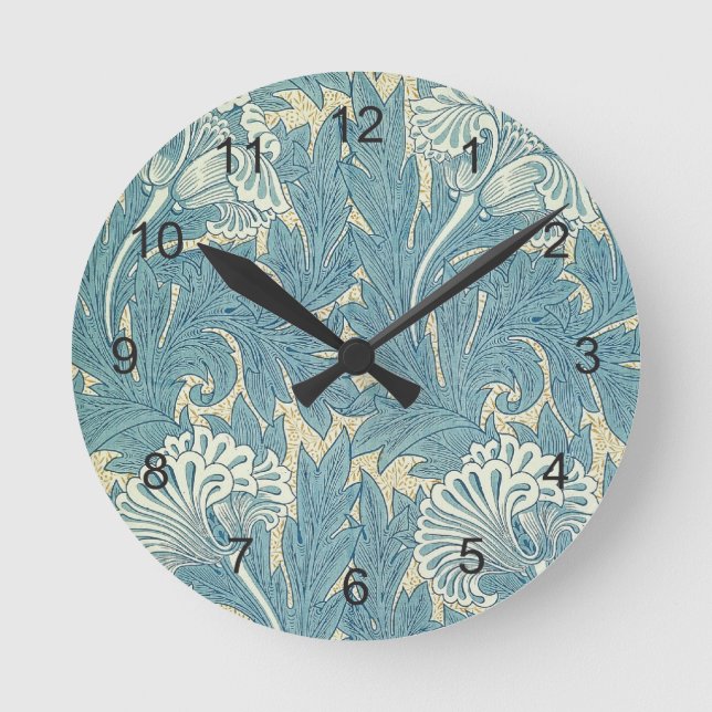 William Morris Blue Tapet Rund Klocka (Framsida)