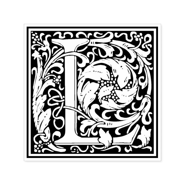 William Morris Bokstav L Victorian Blommig Stämpel (Design)