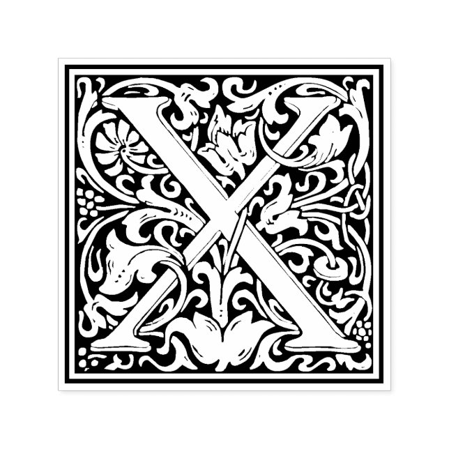 William Morris Bokstav X Viktoriansk Blommig Stämp Självfärgande Stämpel (Design)