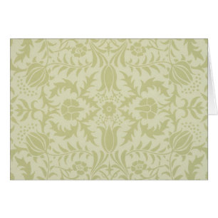 William Morris Borage vintage mjuk grön damast Hälsningskort