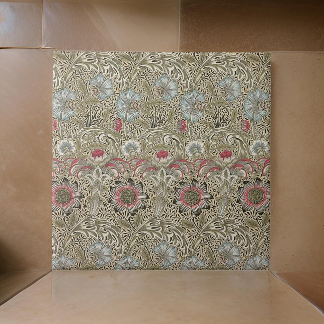 William * Morris Botantical Blue White Beige Rosa Kakelplatta (Skapare uppladdad)