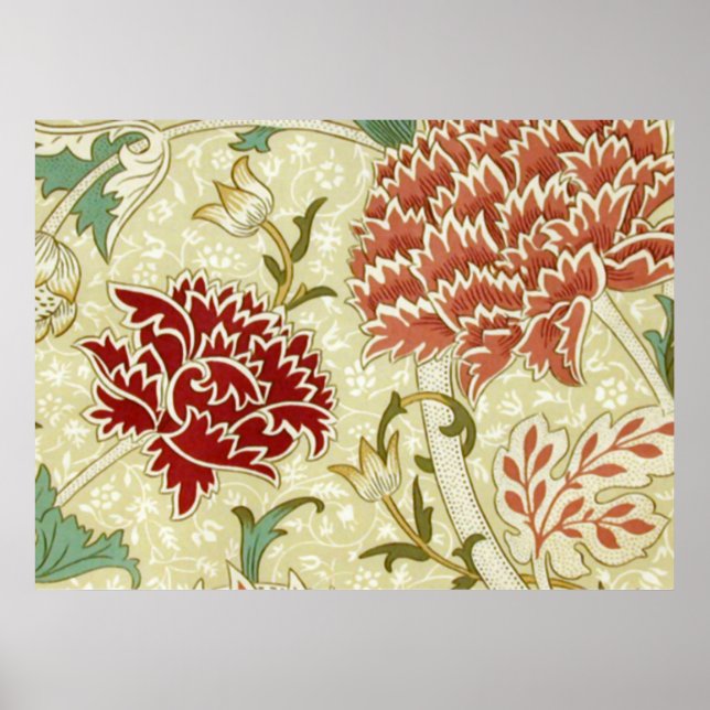William Morris Bra Red Blommigt Tapet Poster (Framsidan)