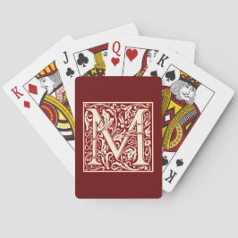 William Morris Brev M Monogram Initial Red Casinokort