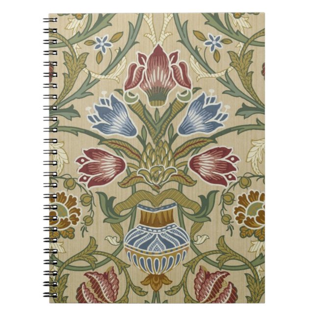 William Morris Brocade Blommigt Tapet Mönster Anteckningsbok Med Spiral (Framsidan)