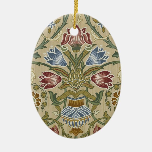William Morris Brocade Blommigt Tapet Mönster Julgransprydnad Keramik (Framsidan)
