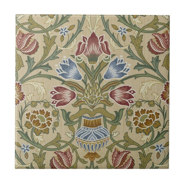 William Morris Brocade Blommigt Tapet Mönster Kakelplatta (Framsidan)