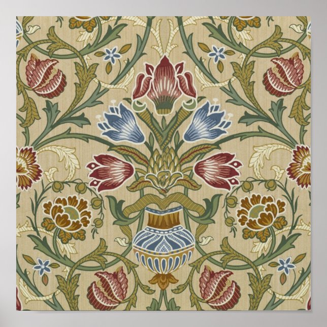 William Morris Brocade Blommigt Tapet Mönster Poster (Framsidan)