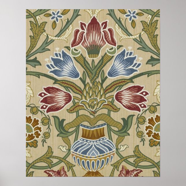 William Morris Brocade Blommigt Tapet Mönster Poster (Framsidan)