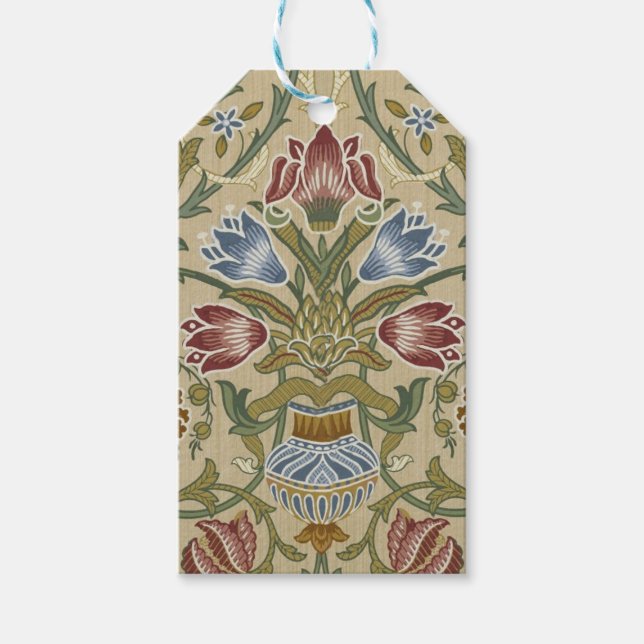 William Morris Brocade Blommigt Tapet Mönster Presentetikett (Framsidan)