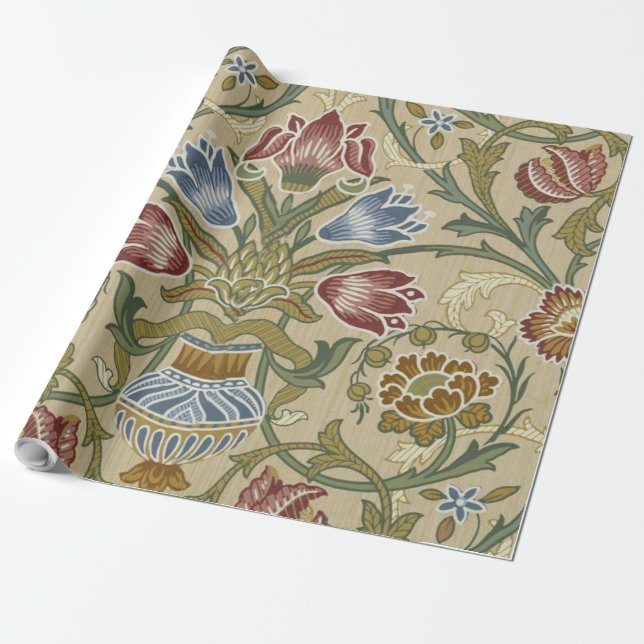 William Morris Brocade Blommigt Tapet Mönster Presentpapper (Utrullad)