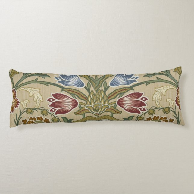 William Morris Brokad Blommig Tapetmönster Kroppskudde (Baksidan)