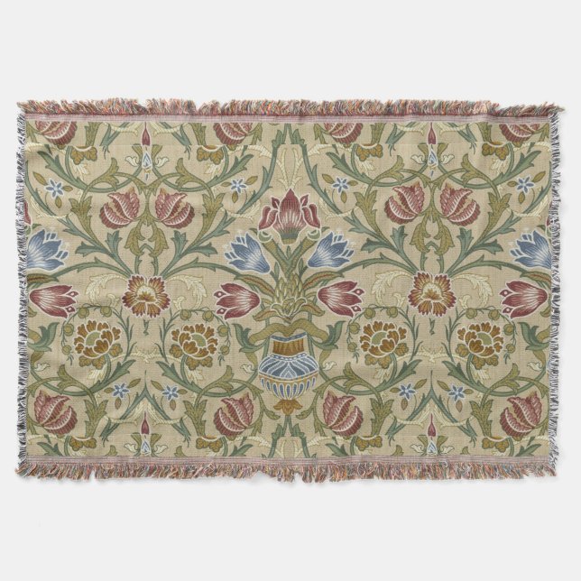 William Morris Brokad Blommönster Tapetmönster Filt (Framsidan)