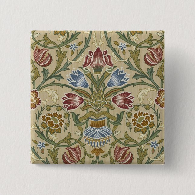 William Morris Brokad Blommönster Tapetmönster Knapp (Framsida)