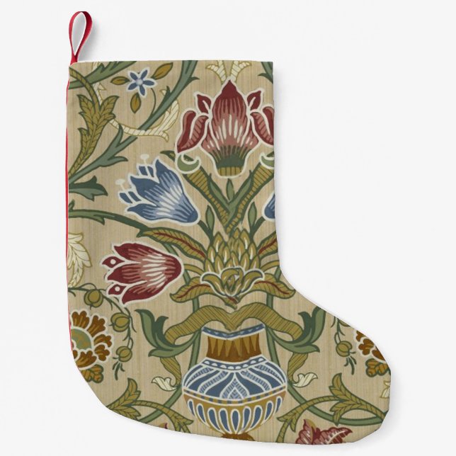 William Morris Brokad Blommönster Tapetmönster Liten Julstrumpa (Framsidan)