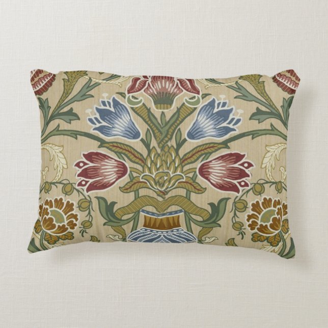William Morris Brokad Blommönster Tapetmönster Prydnadskudde (Baksidan)