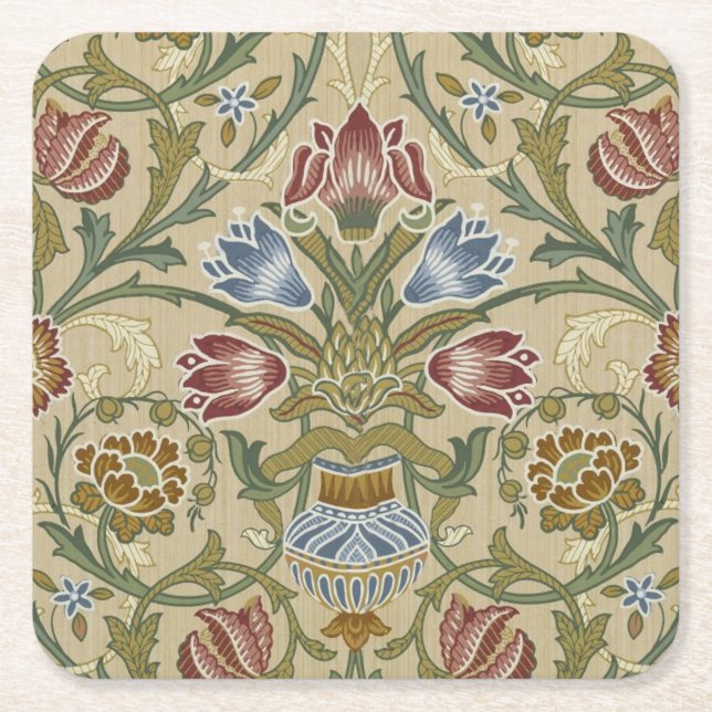 William Morris Brokad Blommönster Tapetmönster Underlägg Papper Kvadrat (Framsidan)