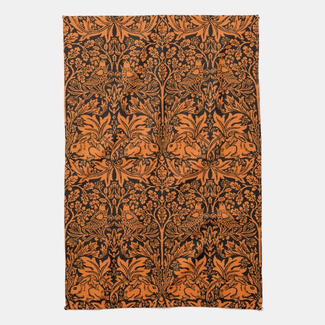 William Morris Bror Kanin Rost Svart Mönster Kökshandduk (Vertikal)