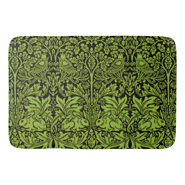 William Morris Bror Kanin Sagogrön Svart Badrumsmatta (Framsidan)