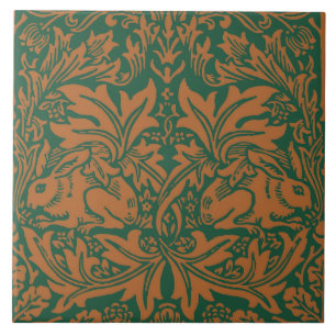 William Morris Brother Rabbit Amber Svart Mönster Kakelplatta